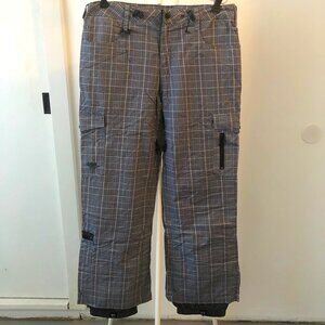 ROXY 5000 SNOWBOARDING LIMITED EDITION PLAID FIXED WAIST PANTS SIZE S NWOT